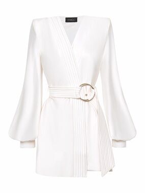 Zhivago Cala Conta Ivory Satin Minidress Size US 6